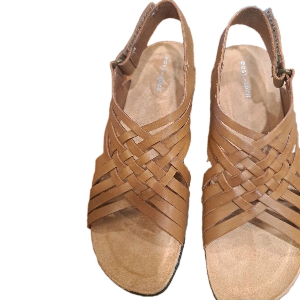 NEW Easy Spirit Women’s Mar Leather Slingback Sandals Cognac Size 8N - Picture 2 of 13